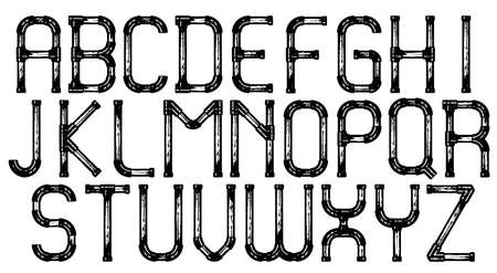 Industrial metal pipe alphabet lettersのイラスト素材