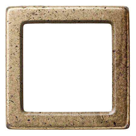 Vintage brass metal frame, isolated.