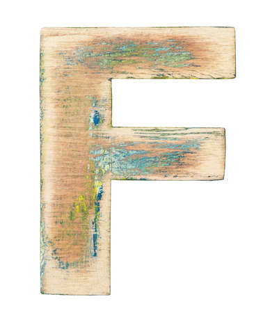 Painted wood alphabet, letter Fの写真素材