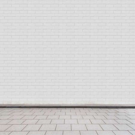 Urban background. Empty white brick wall.の写真素材