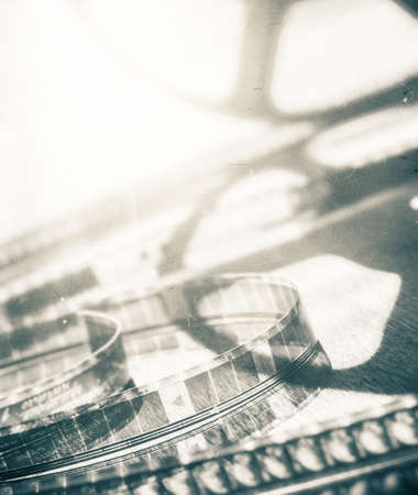Abstract motion picture film background. Contains dust and grain.の写真素材