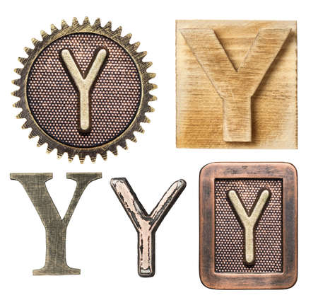 Alphabet made of wood and metal. Letter Yの写真素材