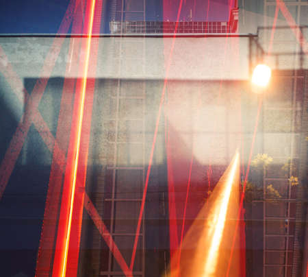 Abstract multiple exposure urban background.の写真素材