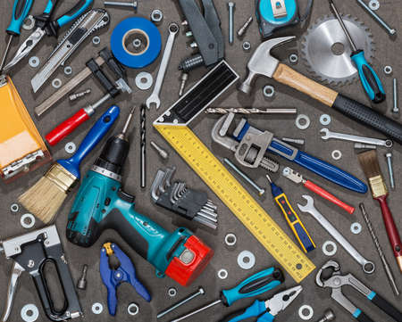 Various garage tools on the board.