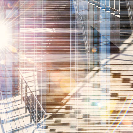 Abstract multiple exposure urban background. Architectural details.の写真素材