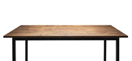 Table made of black metal legs and plywood board