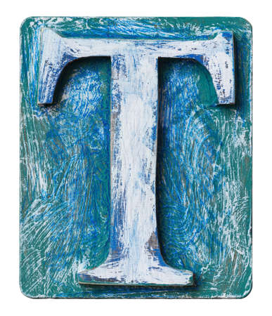 Wooden alphabet block, letter Tの写真素材