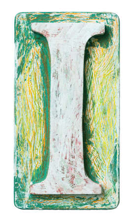 Wooden alphabet block, letter Iの写真素材