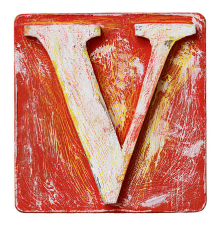 Wooden alphabet block, letter Vの写真素材