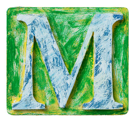 Wooden alphabet block, letter Mの写真素材