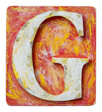 Wooden alphabet block, letter Gの写真素材
