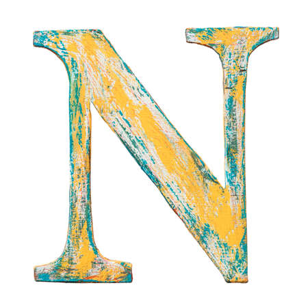 Colorful grungy handmade alphabet letter. Made of wood covered with paint.の写真素材