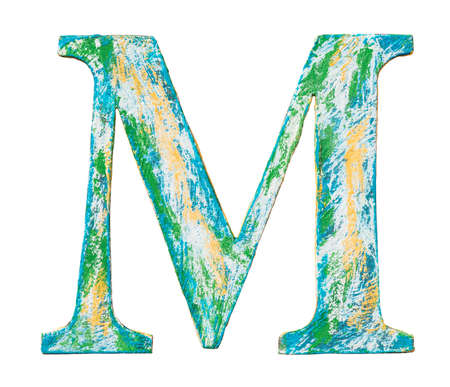 Colorful grungy handmade alphabet letter. Made of wood covered with paint.の写真素材