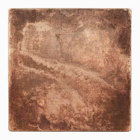 Aged copper plate texture, old worn metal background.の写真素材