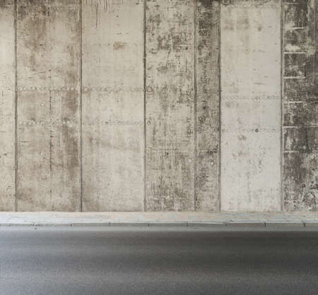 Urban background. Empty concrete wall and floor.の写真素材
