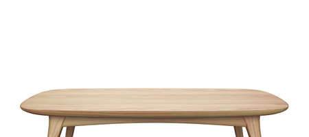 Wooden tabletop isolated on white background.の写真素材