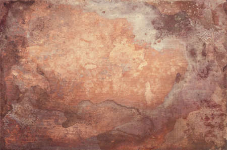 Aged copper plate texture, old worn metal background.