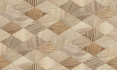 Seamless end grain wood texture. Cross cut lumber blocks.の写真素材