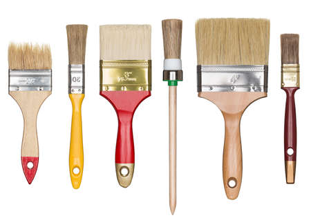 Paint brushes isolated on whiteの写真素材
