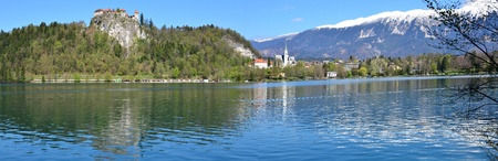 Wide panorama of Lake Bledの写真素材