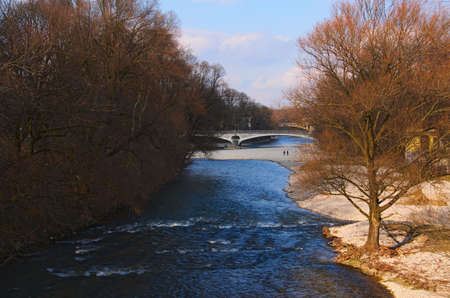 The Isar River, Munich in the springの写真素材