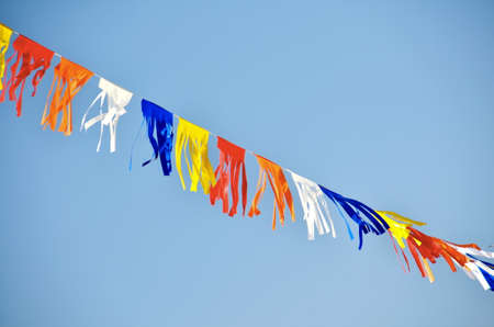Colorful flags hanging proudly for Israel's Independence Day (Yom Haatzmaut)