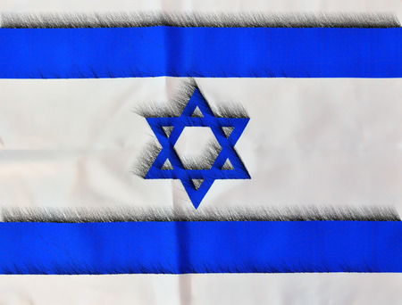 Penciled illustration of Israel flag in white and blue showing the Star of David for Israel's Independence Day (Yom Haatzmaut)の写真素材