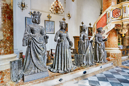 INNSBRUCK, AUSTRIA - APRIL 9, 2015: Inside the Hofkirche (Court Church) - An Ornate Gothic church with tombs of Emperor Maximilian I and Archduke Ferdinand in Innsbruck, Austriaのeditorial素材