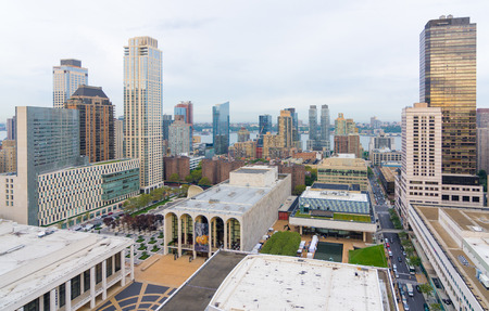 NEW YORK CITY - OCT. 8, 2016: Lincoln Center for the Performing Arts from above and the surrounding builds of Hell's Kitchen and the Upper West Sideのeditorial素材