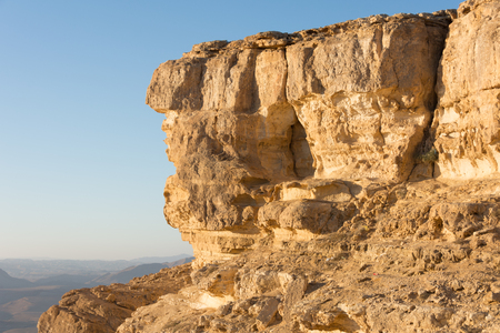 Wind carved rock formations in the Ramon Crater (Makhtesh) in the Southern Israel Negev Desertの写真素材