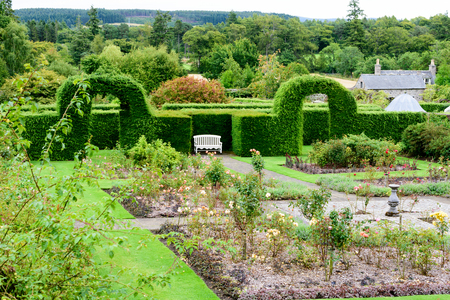 Gardens of the historic Drum Castle in Northern Scotland near Aberdeenのeditorial素材