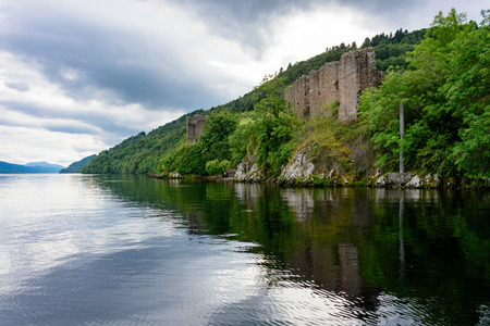 Historic Urquhart Castle on Loch Ness in the Scotland Highlandsの写真素材