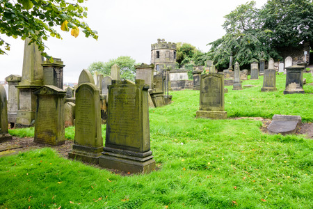 EDINBURGH - AUG. 30, 2017: Old Calton Burial Ground Cemetery near Calton Hill in the Old City of Edinburgh, Scotlandのeditorial素材