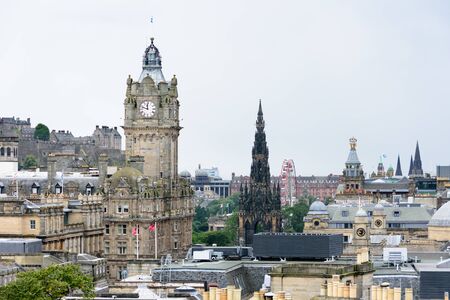 EDINBURGH - AUG. 30, 2017: Calton Hill in the Old City of Edinburgh, Scotland, and views of the city skyline from the Hillのeditorial素材