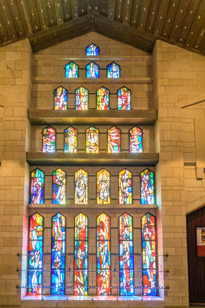 NAZARETH, ISRAEL - APRIL 30, 2016: Church Basilica of the Annunciation. Traditionally here angel Gabriel appeared to Virgin Mary and announced she would conceive  Jesus Christのeditorial素材