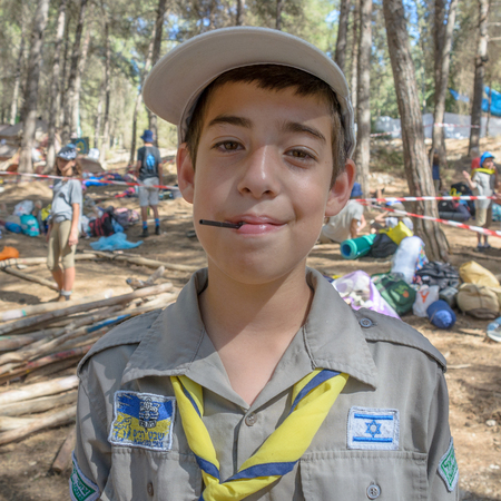 GALILEE, ISRAEL - JULY 2, 2018: Israel Scouts enjoying the summer forest camp in the North of Israelのeditorial素材