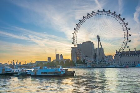 Beautiful sunrise on the Thames and London Eye - HDR Image