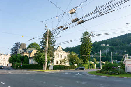 SALZBURG, AUSTRIA - JUNE 5, 2019: Clean, green, and efficient elecrical bus system at Slazburg, Austriaのeditorial素材