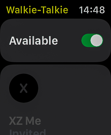 NEW YORK - DEC. 21, 2018: High resolution Apple Watch Fouth Generation screen showing the Walkie-Talkie app, isolated on black and ready to cut and use - illustrative editorial - Imageのeditorial素材
