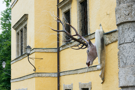 SALZBURG, AUSTRIA - JUNE 6, 2019: Hellbrunn Castle and Trick Gardens with many wet surprises in the outskirts of Salzburg, Austriaのeditorial素材