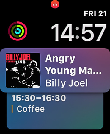 NEW YORK - DEC. 21, 2018: High resolution Apple Watch Fouth Generation screen showing the Music app, isolated on black and ready to cut and use - illustrative editorial - Imageのeditorial素材