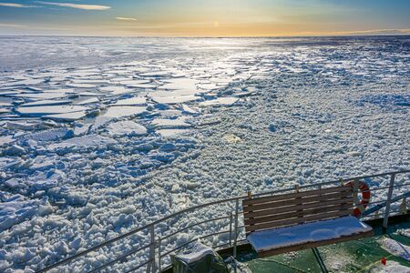 Entless views of ice and snow in the Lapland country in northen arctic Finland, Scandinavia