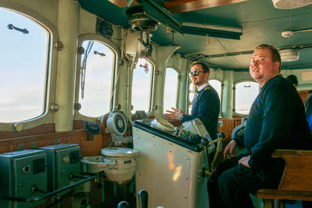 ROVANIEMI, FINLAND - FEB 25, 2020: Ice Breaker boat sailing in Lapland country in northern Finlandのeditorial素材