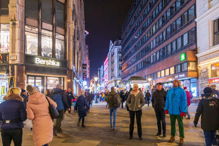 BUDAPEST - DEC. 30, 2019: People and families enjoying the colorful and famous Budapest Christmas Maekets on the eve of the new year and new decateのeditorial素材