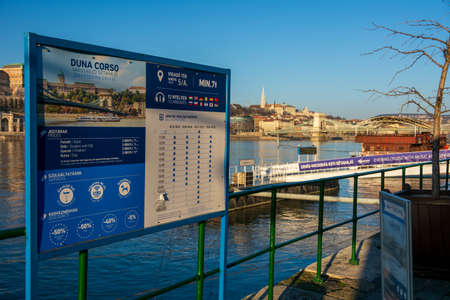 BUDAPEST - DEC. 29, 2019: Panoramic views of Buda side of Budapest and the Danube Riverのeditorial素材