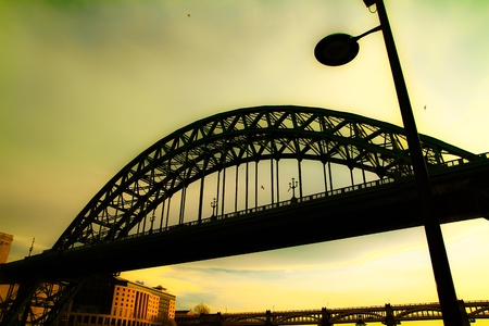 Dreamy scene of Newcastle bridgeの写真素材