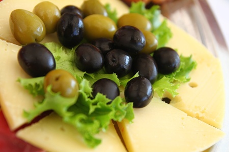 Olives and cheeseの写真素材