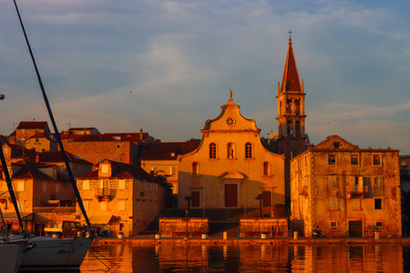 Croatia, the picturesque and historical city of Split in Balkanの写真素材