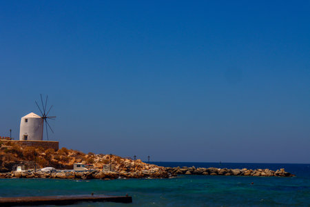 Traditional windmill on the island of Mykonos, Greeceの写真素材