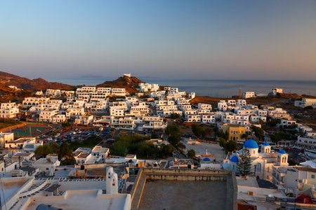 Panoramic view of Oia village on Santorini island, Greece.の写真素材